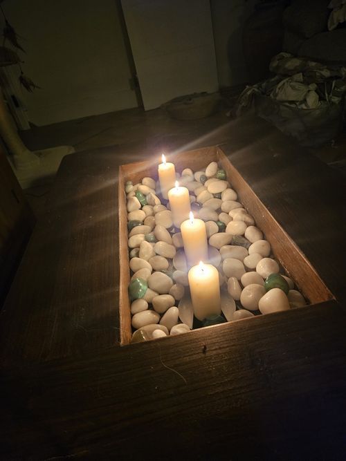 Rustic Dark Wood Rectangular Coffee Table 100x66x40cm Recessed Candle Tray — image 6