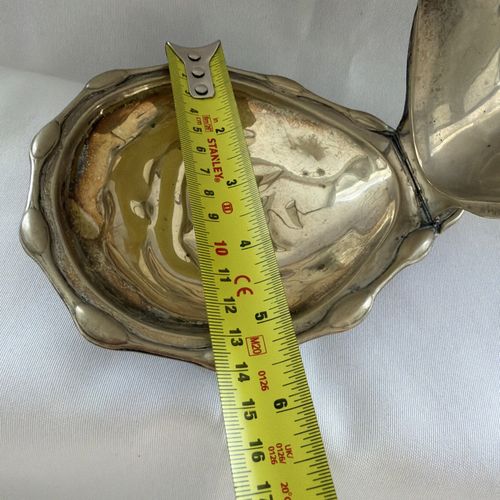 Vintage Art Deco Plate Clam Shell Butter Dish 1930s Silver Plated England — image 9