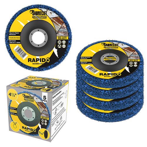 5 x SabreCut 115mm 4.5" Poly Strip Wheel Discs Paint Rust Removal for Grinders — image 1