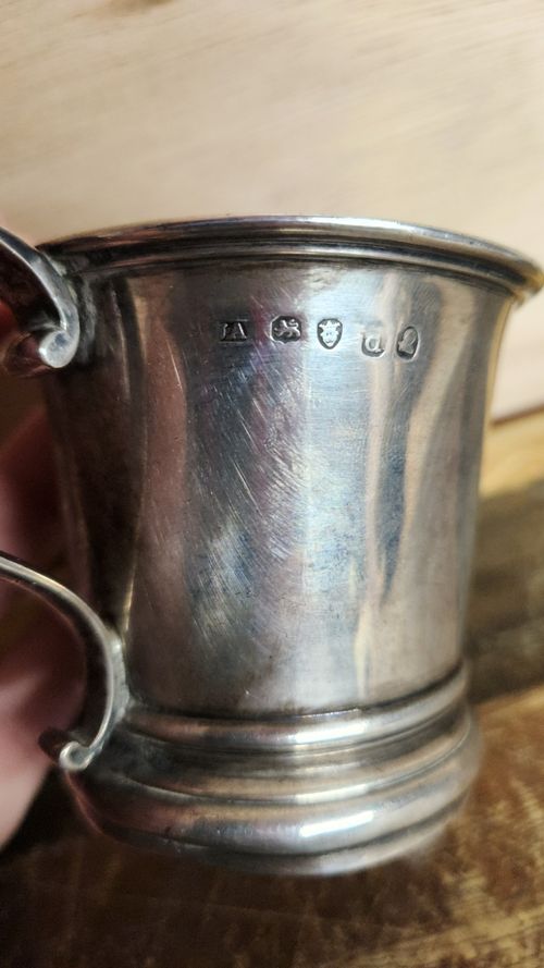 George III 1819 Sterling Silver Mug London Possible Joseph Angell 97g — image 3