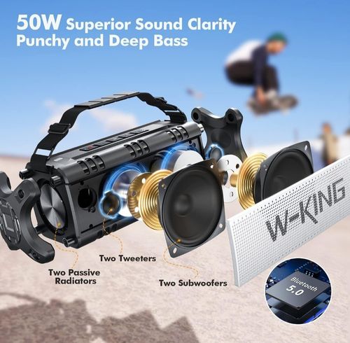 W-KING 50W (70W Peak) Bluetooth Speaker, Portable Wireless Speakers Waterproof — image 2