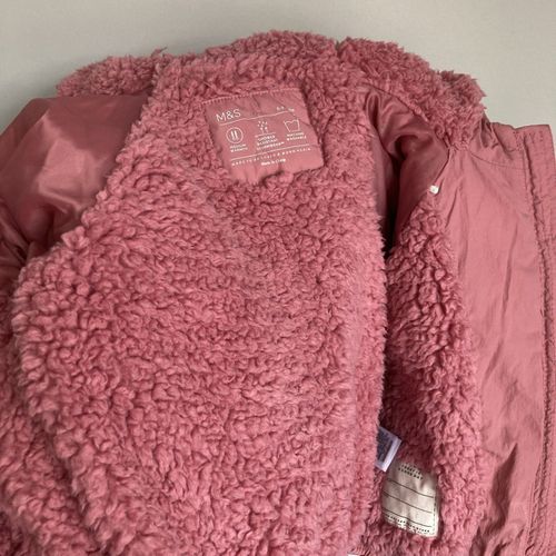 Marks Spencer Baby Puffer Coat Jacket Age 6-9 Months Girl Pink Shower Resistant — image 4