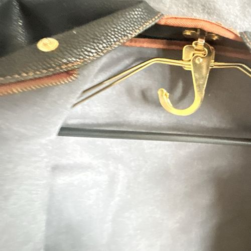 Vintage Leather Garment Bag Suit Carrier Black/Brown — image 5