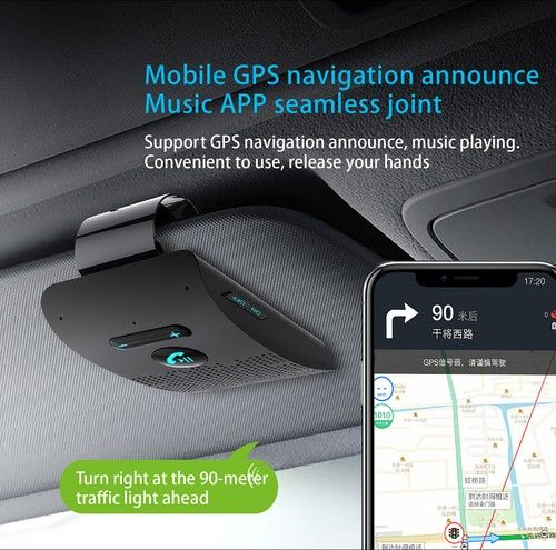 Wireless Bluetooth Speaker Hands-Free Car Kit Speakerphone Visor Clip Receiver