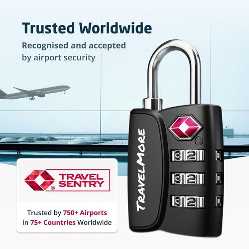 6-Pack TSA Approved 3-Digit Combination Luggage Locks with Inspection Alert — image 7