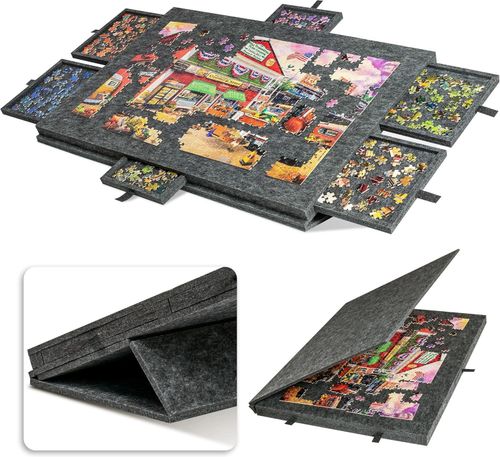1000pcs Tilting Puzzle Board with 2-in-1 Stand & Cover Felt Mat 6 Sorting Drawer — image 9