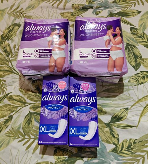 Always Discreet Bundle Postpartum Pants Unscented L ×16 Always Pantyliners x48
