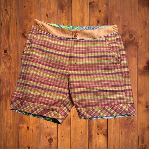 Robert Graham Swim Shorts Men 34 Plaid Multicolour Lined Drawstring Trunks