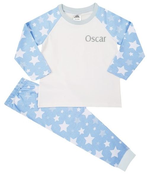 Personalised Boys Baby Pyjamas Childrens Name Star PJs 6 Months - 8 Years