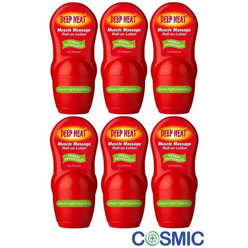 6 X Deep Heat Muscle Massage Roll On Lotion Deep Heater Massager Heat Rub 50ml