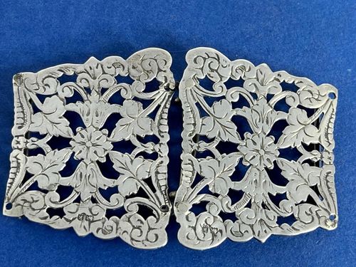 NICE ANTIQUE EDWARDIAN SOLID SILVER NURSES BELT BUCKLE — image 1