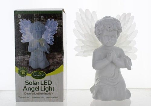 GardenKraft Memorial Solar LED Angel Light  Bright White LED - Fibre Optic Wings