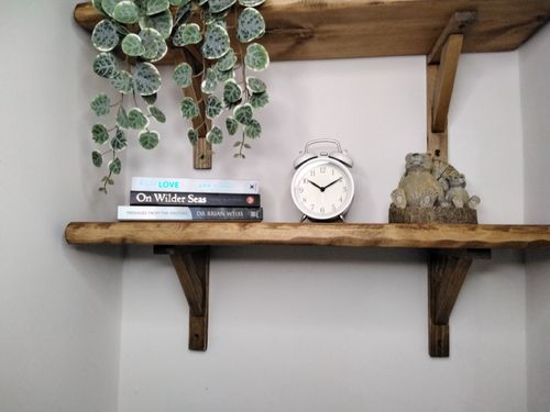 Rustic Wooden Handmade Scaffold Board Shelves Shelf, with 2 wooden Brackets — image 6