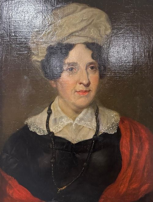 19th Century English School Portrait of a Lady White Headdress Oil Painting — image 2
