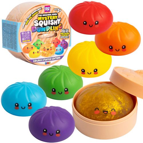 RMS Crazy Fun Mystery Squishy Dumpling 2 or 4 Pack Golden Stuffed Edition 10cm
