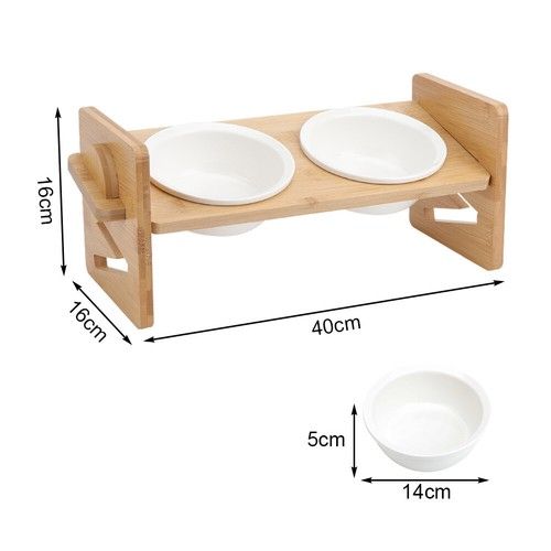 Adjustable Double Bowl Dog Cat Feeder Elevated Raised Stand Feeding Food Pet UK
