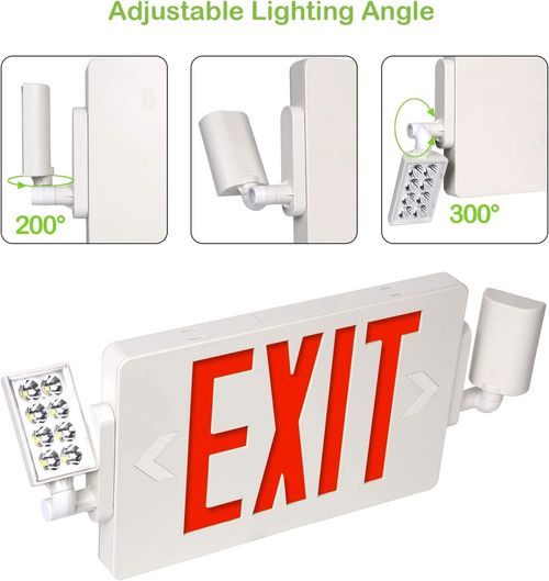 6 Pack LED Exit Sign Emergency Light–Hi Output RED Compact Combo UL 924 Listed — image 6