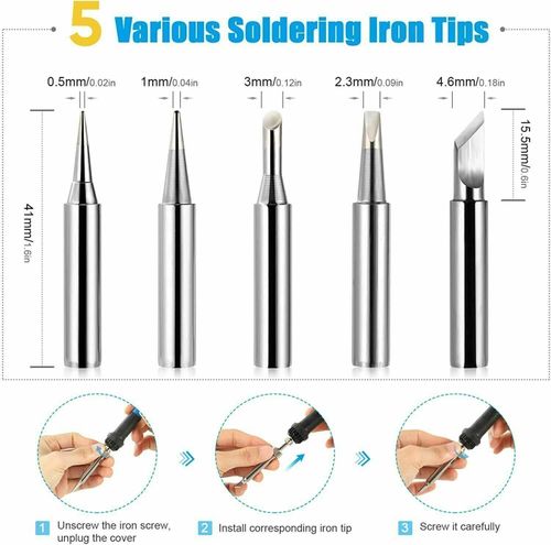 60W  Electronics Welding Solder Irons Tool Adjustable Temp Soldering Iron Kit UK — image 2