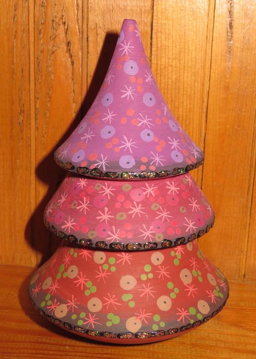 Christmas Tree Wobbly doll Lilac Red Purple ROLY POLY RUSSIAN HAND PAINTED GIFT — image 3