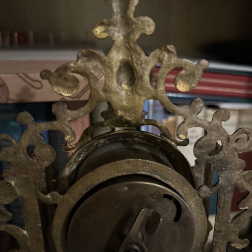 Antique French Gothic Tower  Style Gilt Brass Boudoir Mantel Clock c1885 — image 8