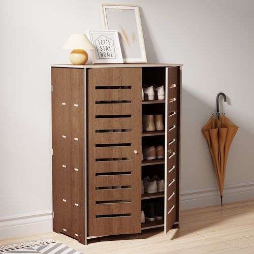 Shoe Cabinet Storage Cupboard Footwear Stand Rack Wooden Double Doors UK — image 10