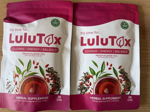 2 x LULUTOX Original Detox Tea Herbal Blend for Healthy Weight PEACH - 56 Bags
