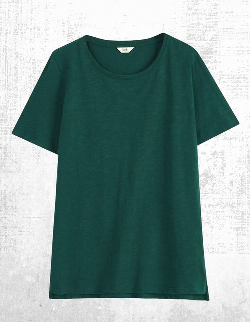 Womens HUSH Short Sleeve Scoop Neck Cotton Slub Jersey T-Shirt Green — image 1