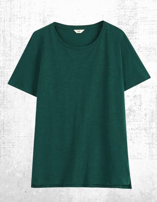 Womens HUSH Short Sleeve Scoop Neck Cotton Slub Jersey T-Shirt Green