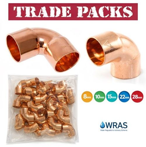 8MM 10MM 15MM 22MM 28M END FEED ELBOWS FITTINGS PLUMBING BEND COPPER PIPE WRAS