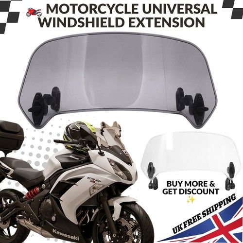 Motorbike Motorcycle Clip On Windshield Wind Screen Deflector Extension Spoiler