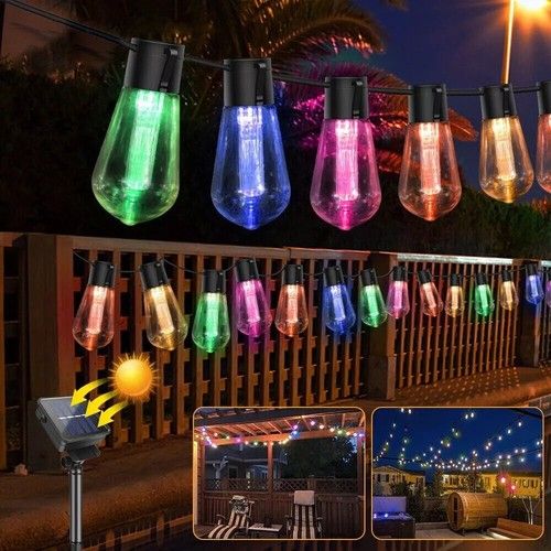 30 LED Solar Retro Bulb String Lights Garden Outdoor Decor Fairy Lamp Multicolor