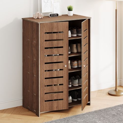 Shoe Cabinet Storage Cupboard Footwear Stand Rack Wooden Double Doors UK — image 3