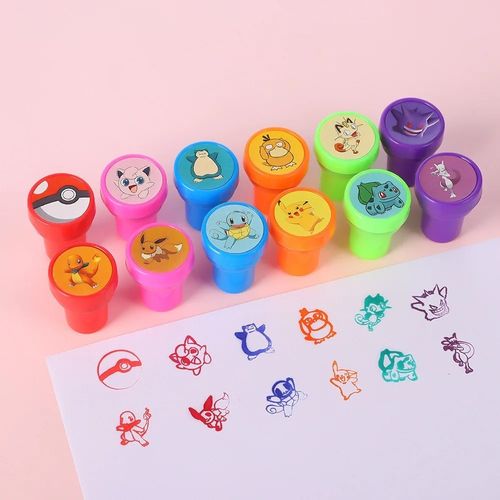 12PCS Pokemon Anime Color Mini Seal Pikachu Gengar Snorlax Cartoon Cute Stamp — image 3