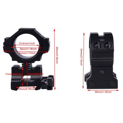 2x Scope Ring Mount 1''/30mm Precision Adjustable Height for 20mm Picatinny Rail — image 4