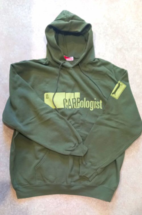 Carpology Green Pullover Hoodie Logo Graphic Print Pocket Mens Large