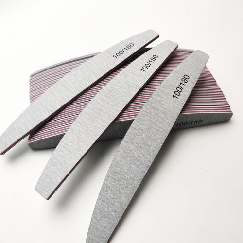 12x Nail Files 100/180 Grit Professional Half Moon Curved Double Sided Nail File — image 1