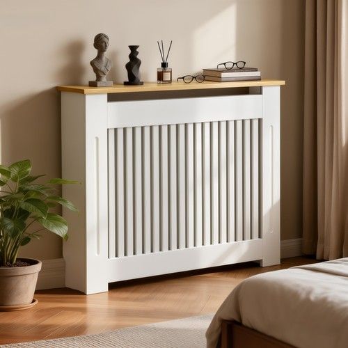 83cm Radiator Cover S/M/L Modern Wood Slat Grill Cabinet Oak Look Top Versatile