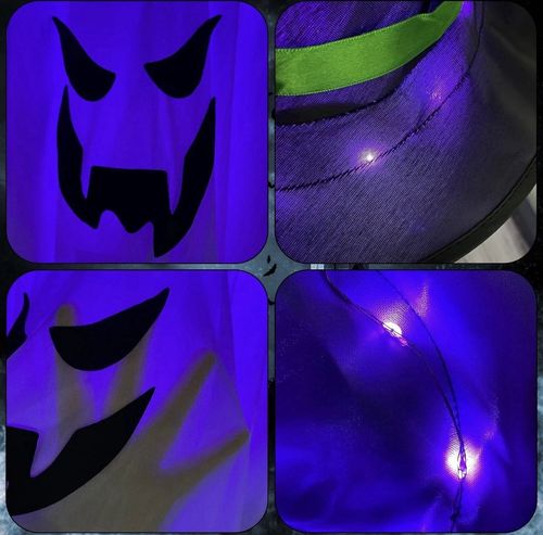 Hanging LED Light-Up Ghost with Witch Hat Halloween Decoration flying ghost — image 4