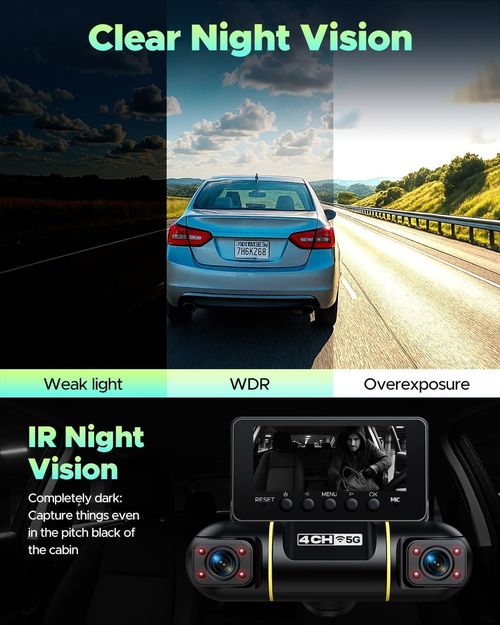 4 Channel Dash Cam 360°View 1080P Car Camera 5G WiFi With Hardwire Kit &128GB UK — image 7