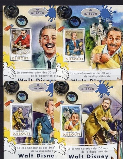 Djibouti 2016 - Walt Disney - American film producer on stamps  4 luxes MNH** S1