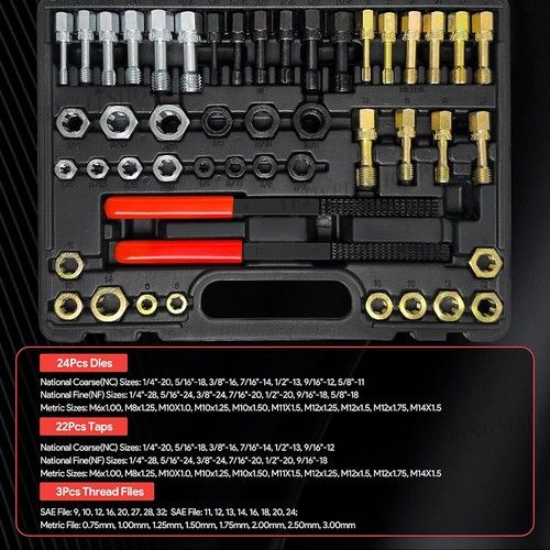 49PC Thread Repair Chaser Tool UNC UNF Metric Thread Restorer Rethreading Kit UK