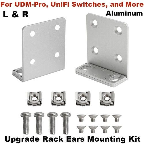 For UDM-Pro UniFi Switches Ubiquiti Rack Ears Mounting Kit Replacement 2PCS L&R