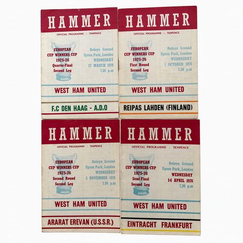 West Ham 1975-76 European Cup Winners Cup Programmes x4 Semi Final Frankfurt — image 1
