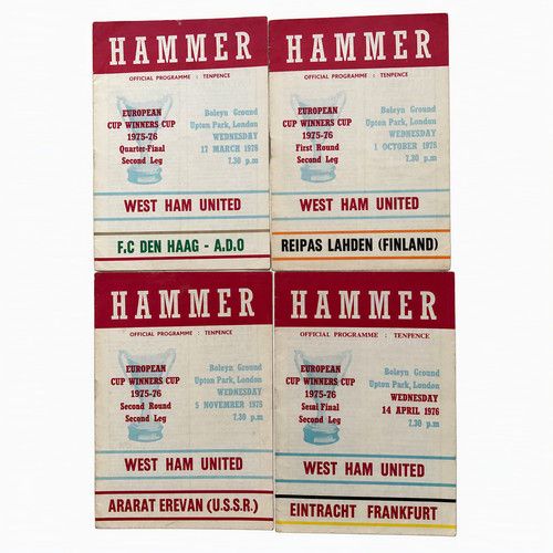 West Ham 1975-76 European Cup Winners Cup Programmes x4 Semi Final Frankfurt