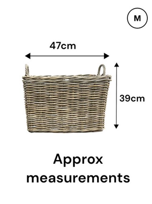 Rectangular Kubu Wicker Rattan Log Storage Handmade Basket