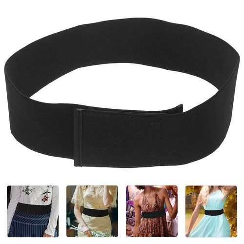 Black Wide Waist Belt for Women Stretch Elastic Durable Dress Belt with Bow Tie — image 2