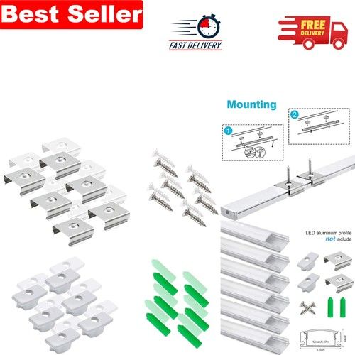 Durable 6 Pair Brushed Aluminum U Shape Channel Accessories for LED Lights