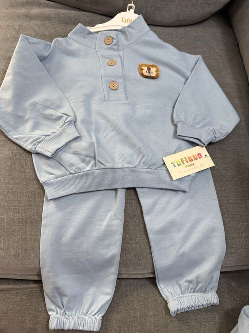 Tufitta Boys 2-3 Years 2pc Blue Knit Sweatshirt & Trousers Set Lion — image 2