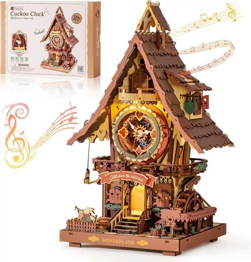 ROKR Cuckoo Clock 3D Wooden Puzzle for Adults Mechanical Model Building Kit Gift