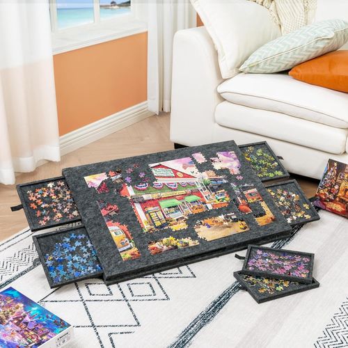 1000pcs Tilting Puzzle Board with 2-in-1 Stand & Cover Felt Mat 6 Sorting Drawer — image 8